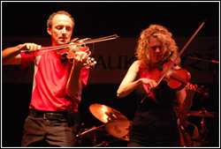 Donnell Leahy and Natalie MacMaster at Milwaukee Irish Fest - August 15, 2009.  Photo by James Fidler.