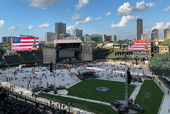 Getting ready for the concert at Wrigley Field